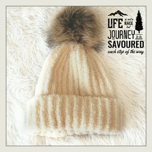 Knit Beanie With Fur Pom NWOT